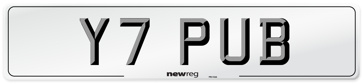 Y7 PUB Number Plate from New Reg
